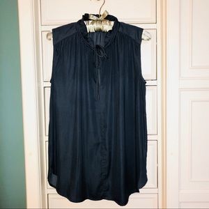 LOFT Sleeveless Gunmetal Grey Blouse